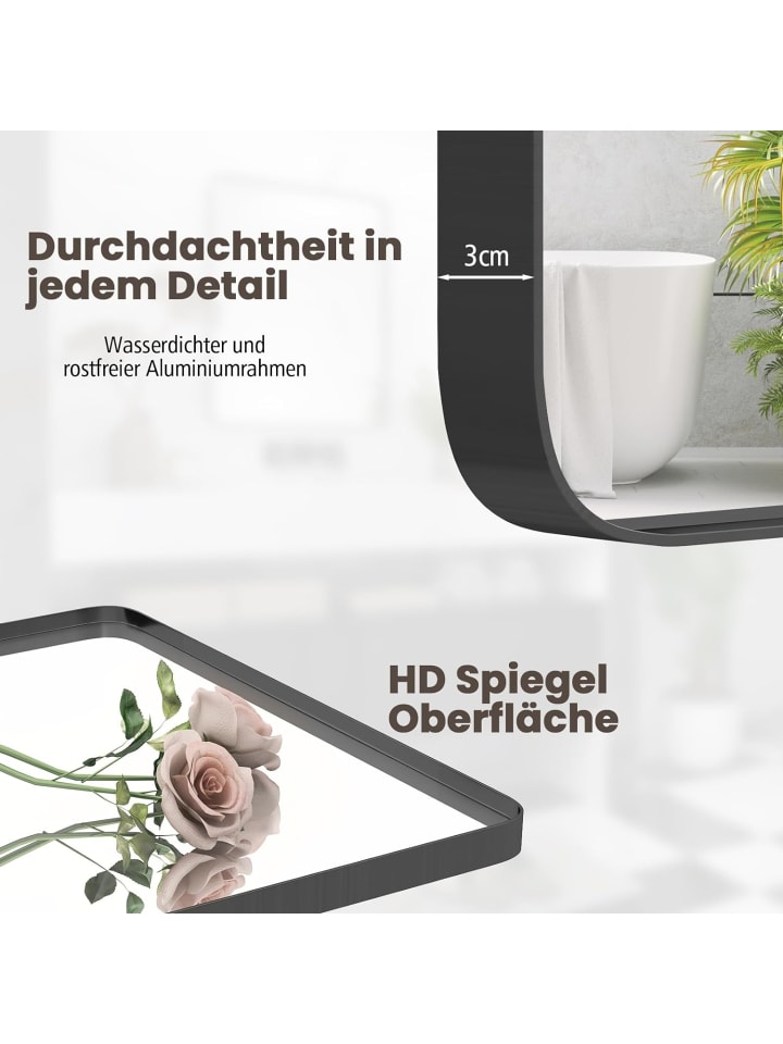 COSTWAY Badspiegel rechteckig 77x56x3cm in Silber günstig kaufen onesize