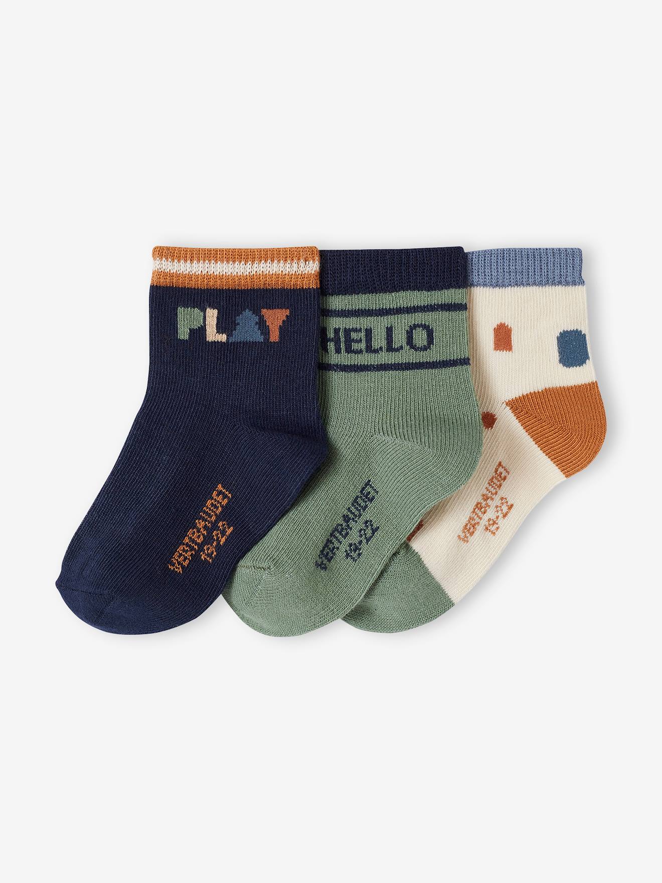 Lot de 3 paires de chaussettes vintage bébé garçon marine