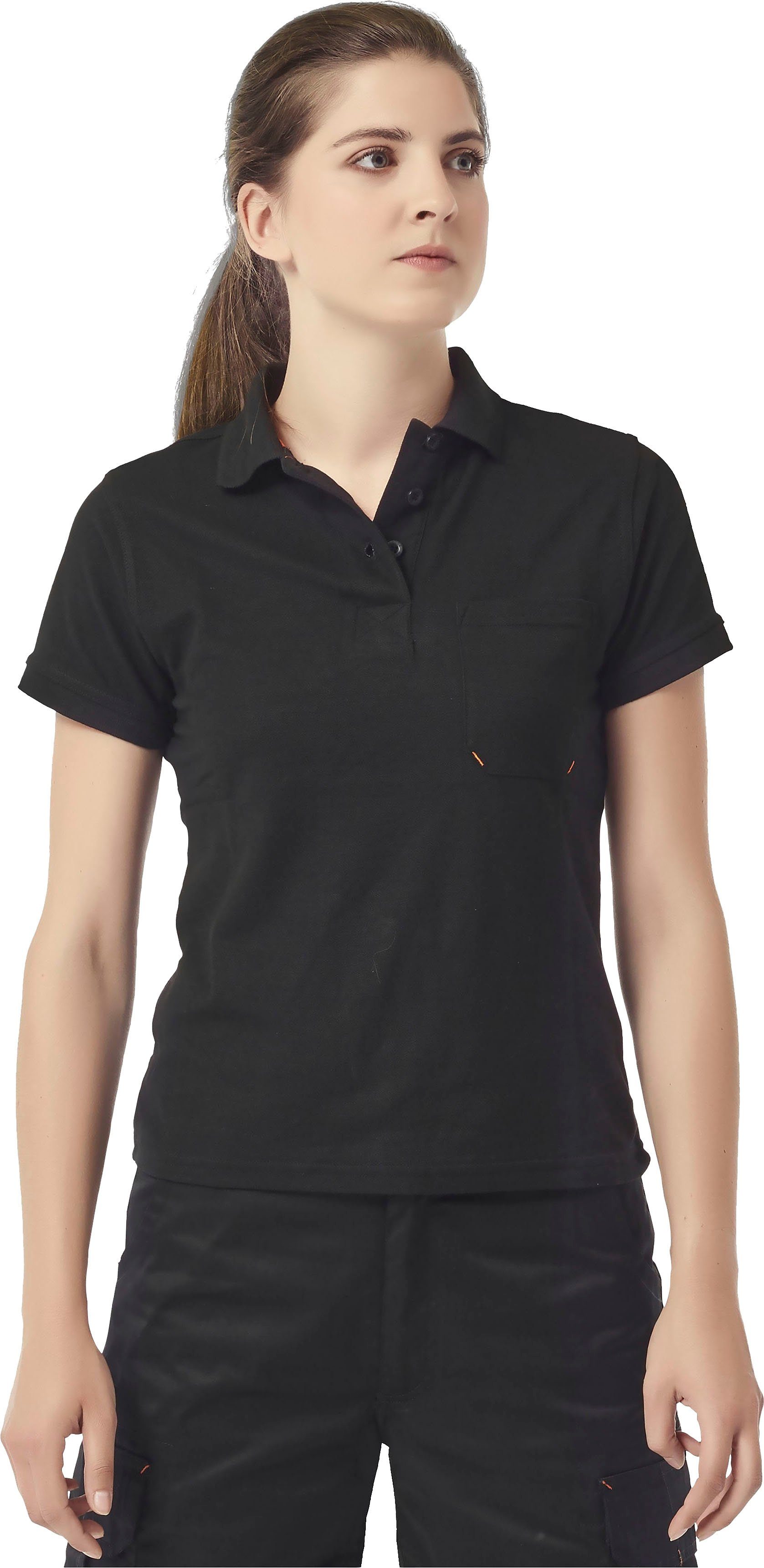 Herock Poloshirt Freya Polo Kurzärmlig Damen Figurbetont, mit Rippstrick-Kragen und Bündchen sowie 1 Brusttasche