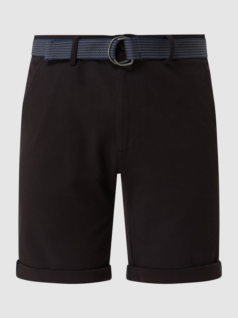 Chino-Shorts aus Piqué in schwarz
