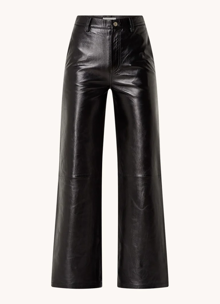 Sandro high-waist wide-fit lambskin trousers