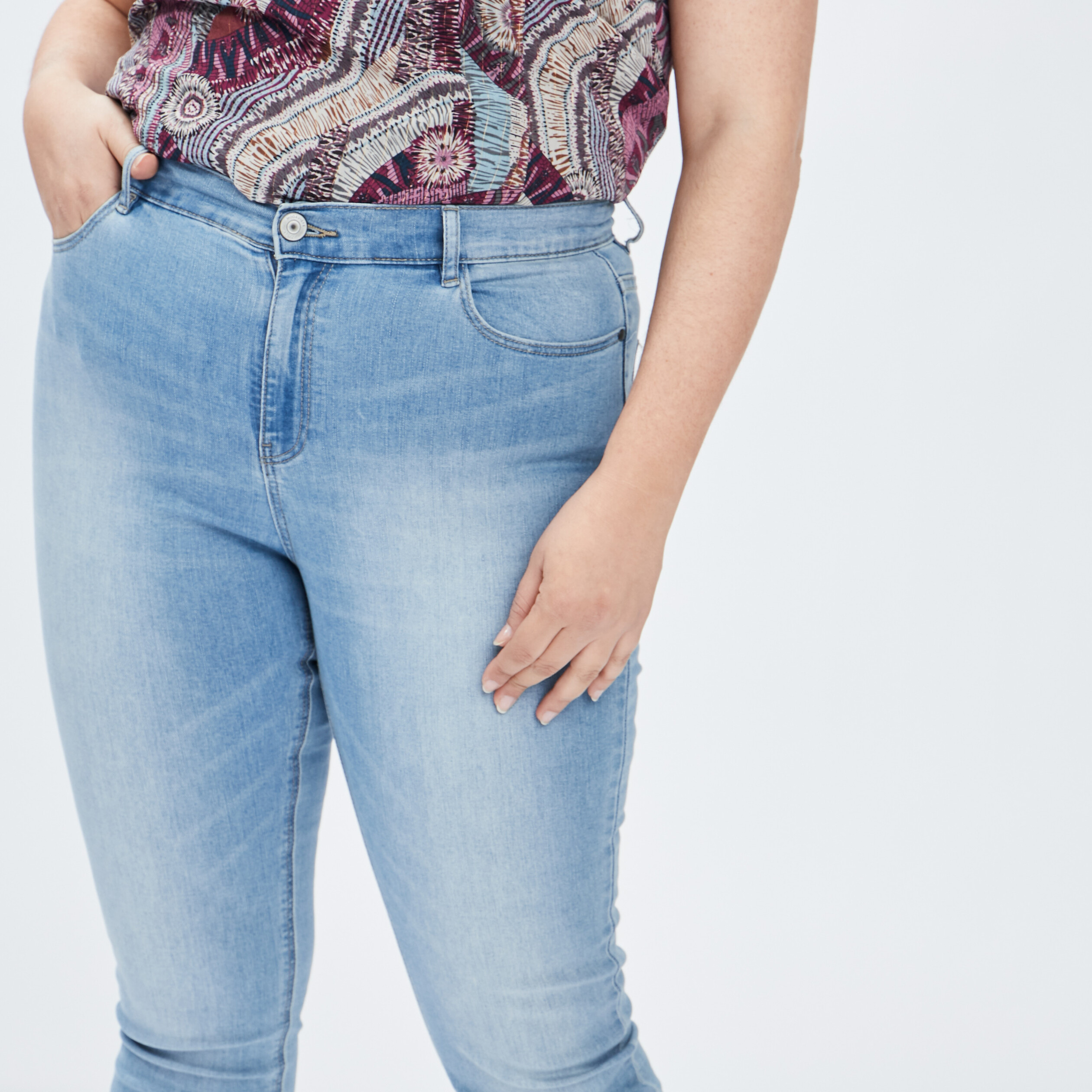 Jeans slim taille ajustable denim double stone femme grande taille | La Halle