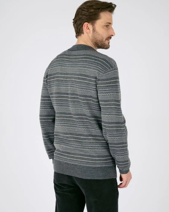Pull jacquard rayé à col polo