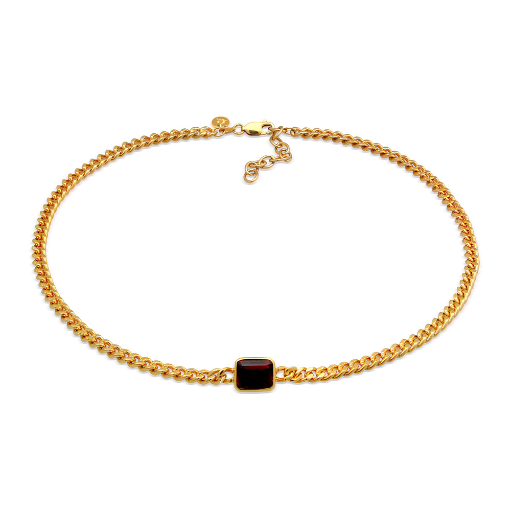 Elli PREMIUM Elli PREMIUM Collier Femmes Choker Classique Elégant avec Grenat pierres précieus collier