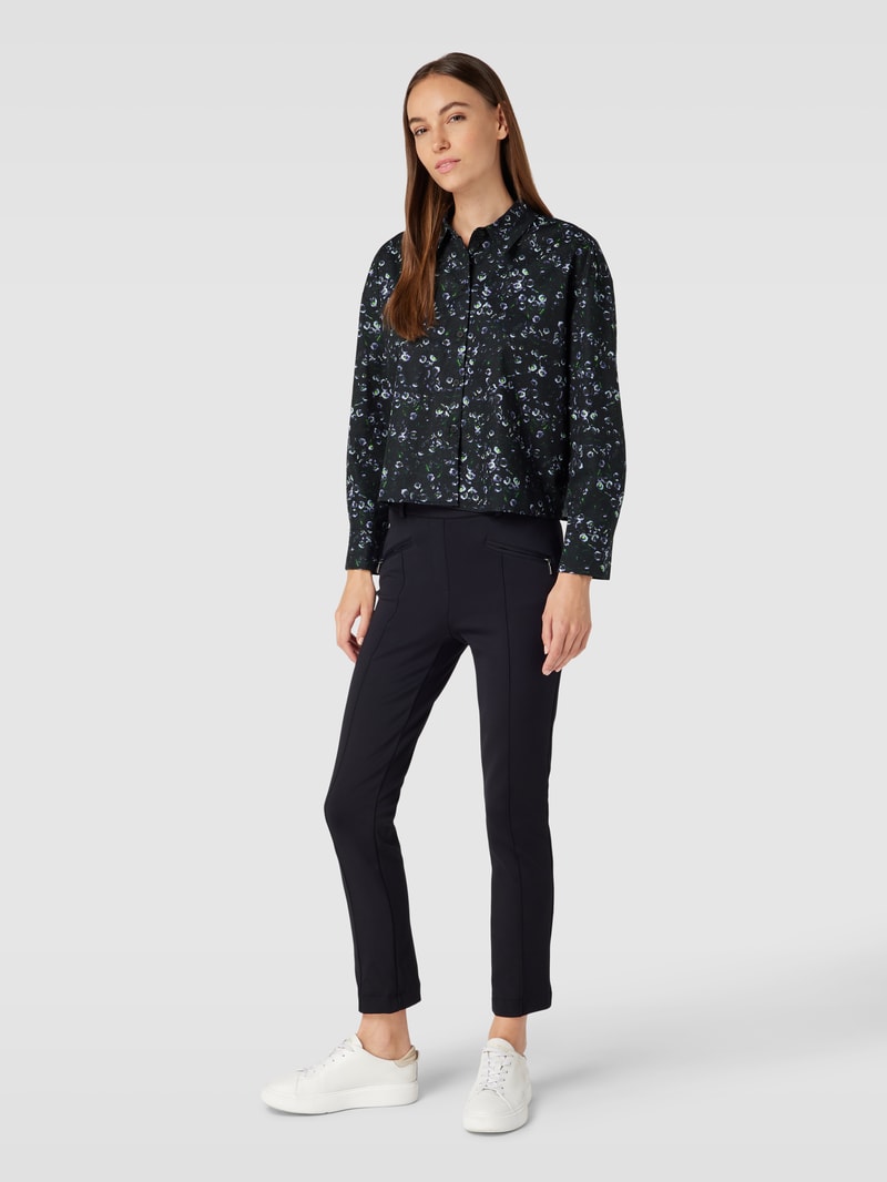Bluse mit floralem Allover-Muster in schwarz