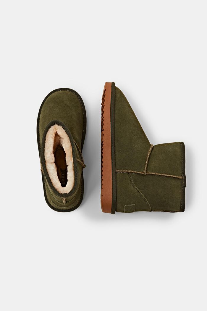 Veloursleder-Boots mit Kunstfellfutter