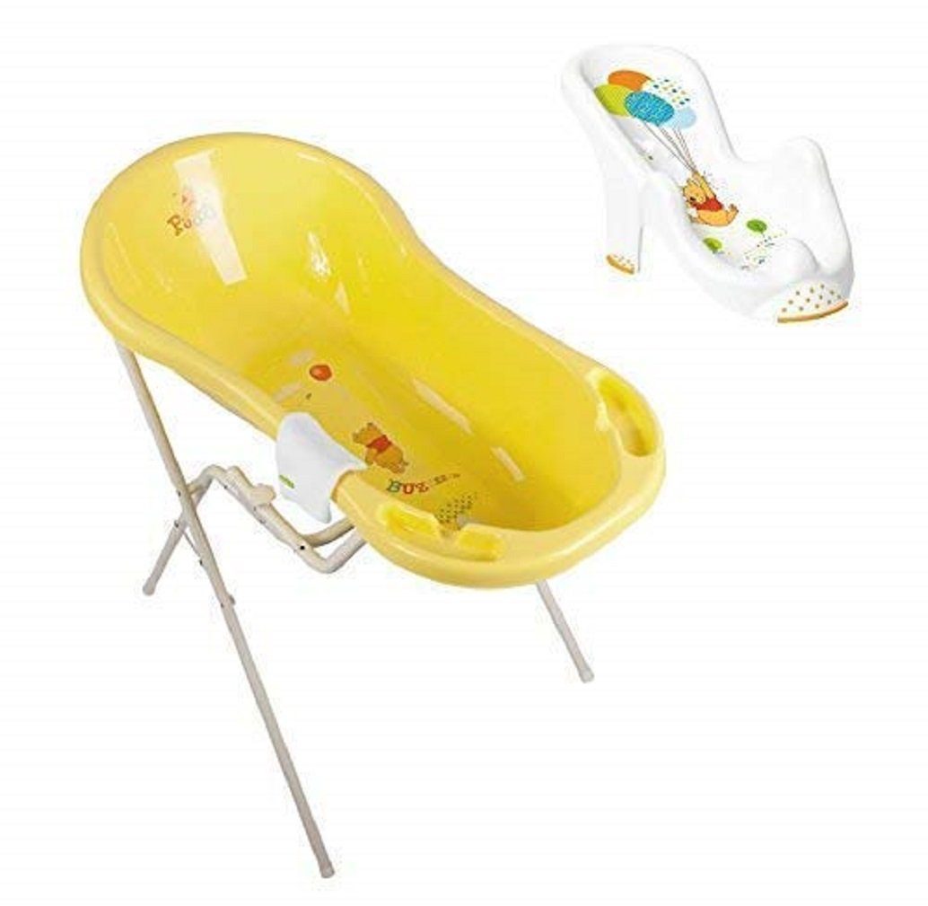 KiNDERWELT Babybadewanne  Winnie Pooh Badewanne + Ständer + Badesitz, (4er Set)
