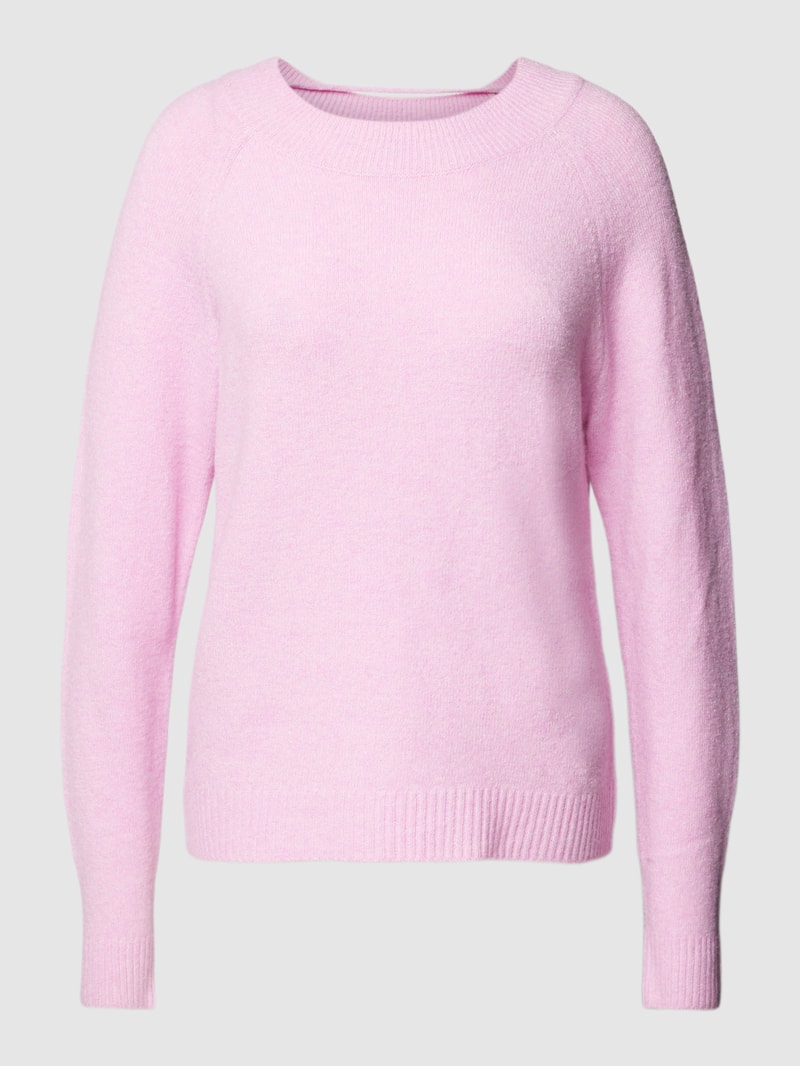 Strickpullover mit Rundhalsausschnitt Modell 'DOFFY' in hellrosa