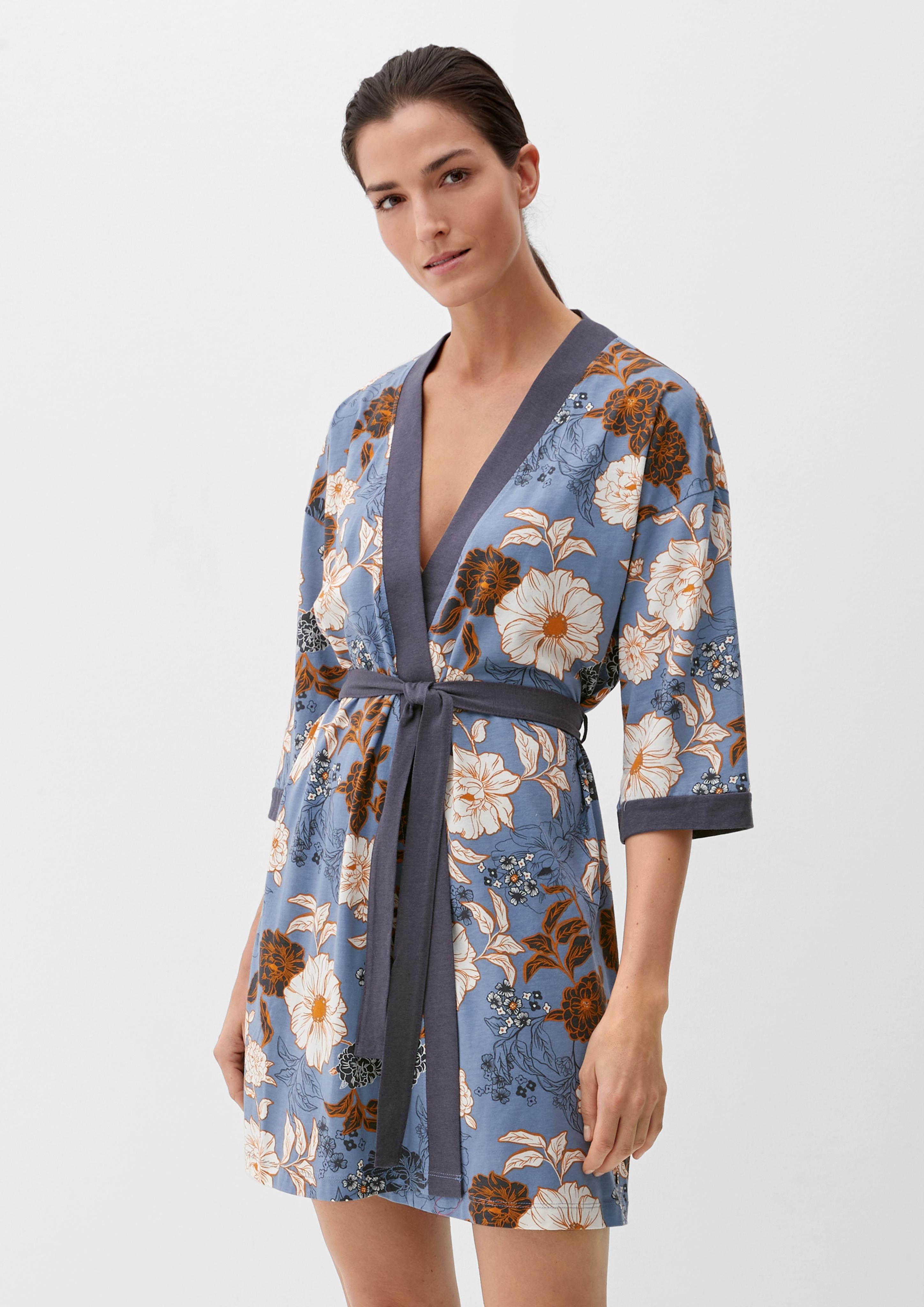 Gemusterte Kimonojacke zum Binden  6007385-56A1