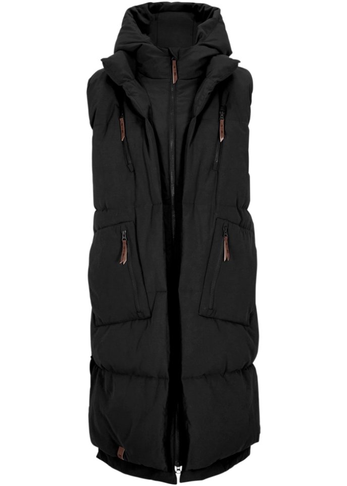 Oversize Puffer-Weste aus recyceltem Polyester mit Kapuze