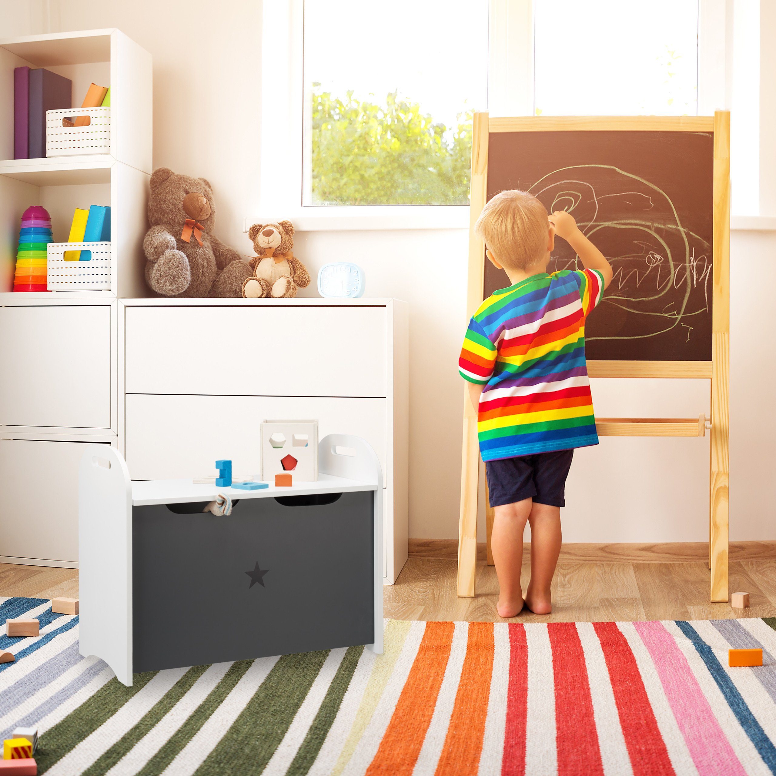 relaxdays Spielzeugtruhe Spielzeugtruhe für Kinder
