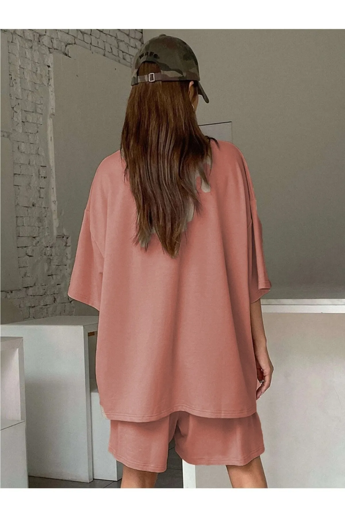 Know  Bedrucktes Oversize-Shorts-Set „Dusty Rose“ für Damen