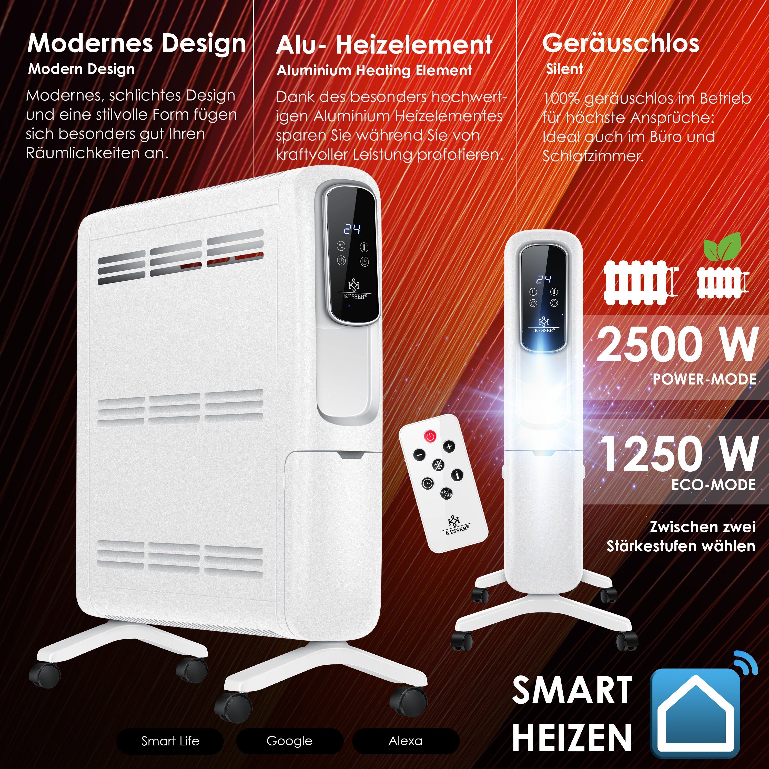 KESSER Heizkörper, Konvektor Elektrische Heizung ECO 2500W Heizkörper