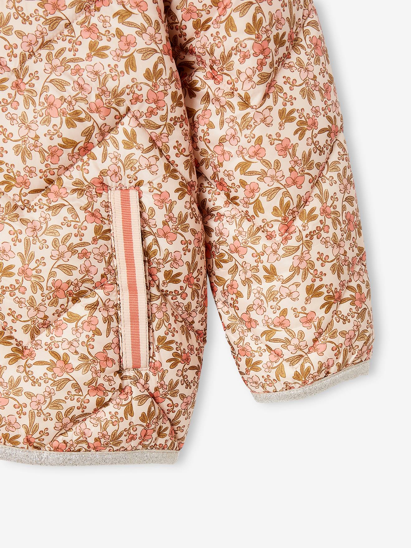 Doudoune légère à capuche fille motifs imprimés moutarde imprimé