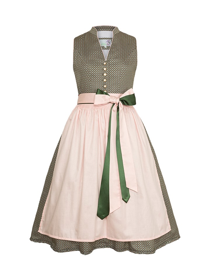 Alpenfee Dirndl ''Nana'' in Oliv/ Rosa günstig kaufen