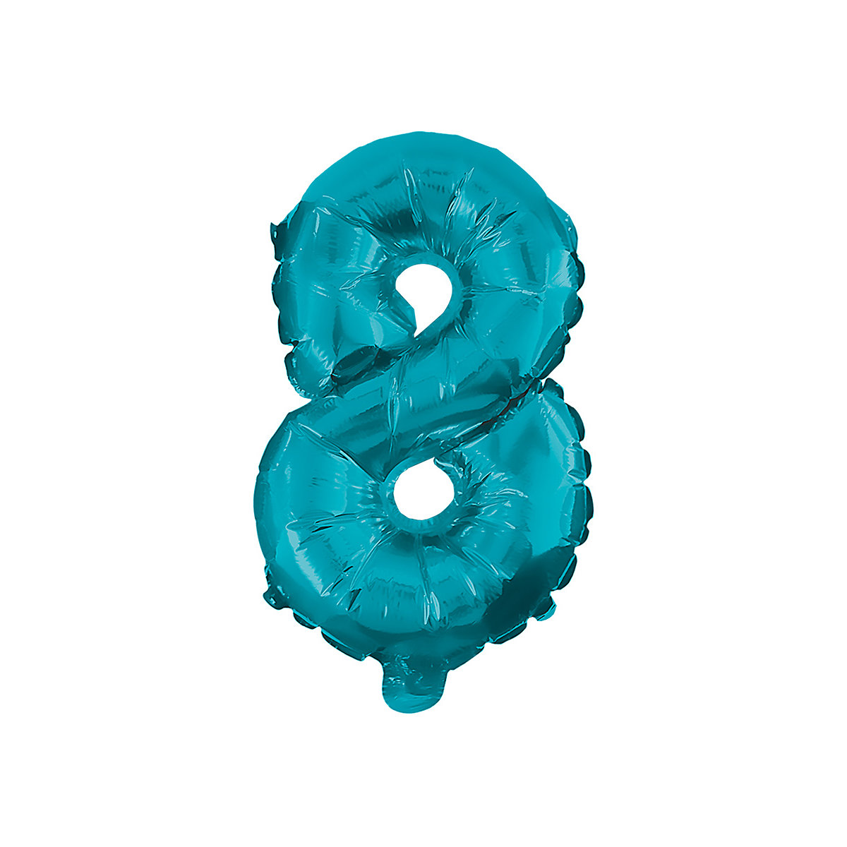 Folienballon Zahl 8 türkis, 10 cm, inkl. Pustehalm