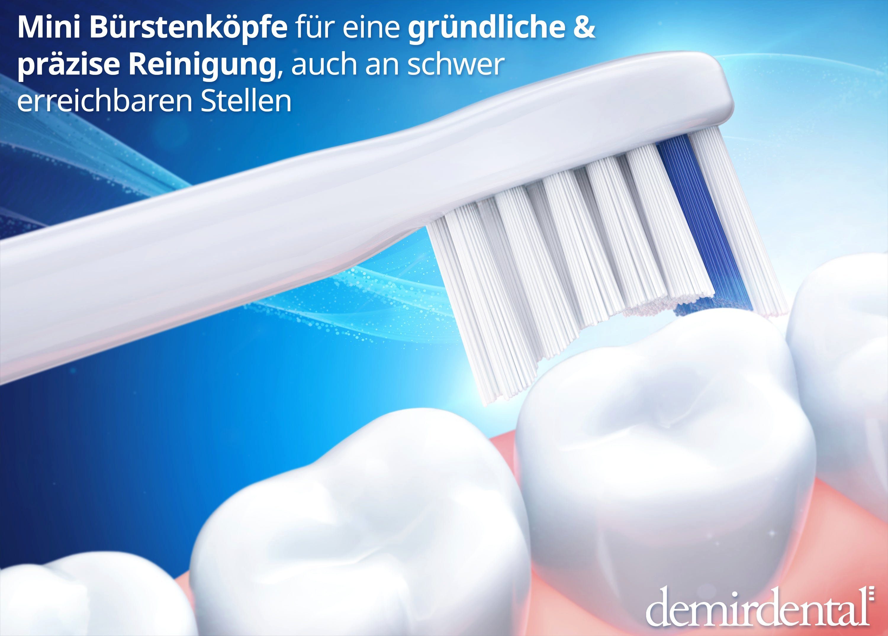 demirdental Aufsteckbürsten passend für Philips Sonicare Ersatzbürsten, Mini, Medium, Weiß, HX6024/HX6028