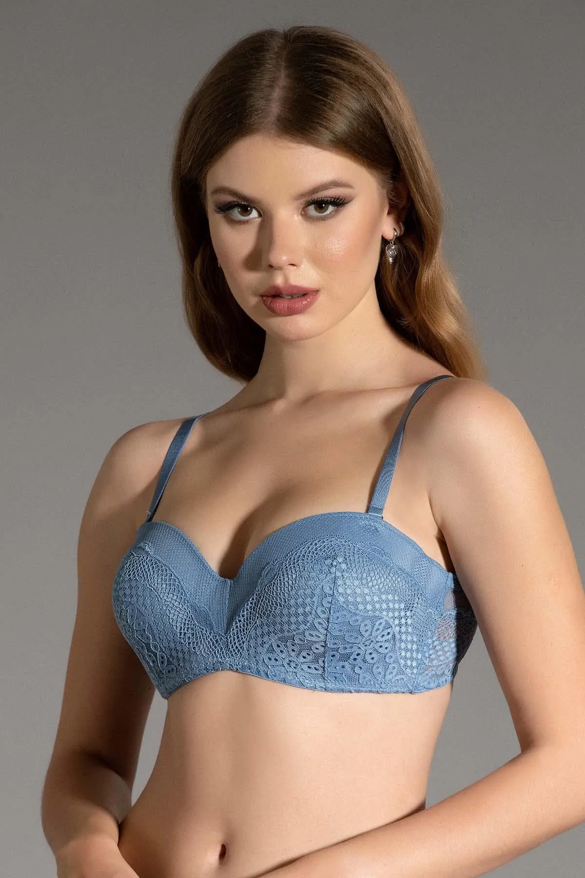 C&City  Nicht gepolsterter Lotus-BH C13018 Hellblau