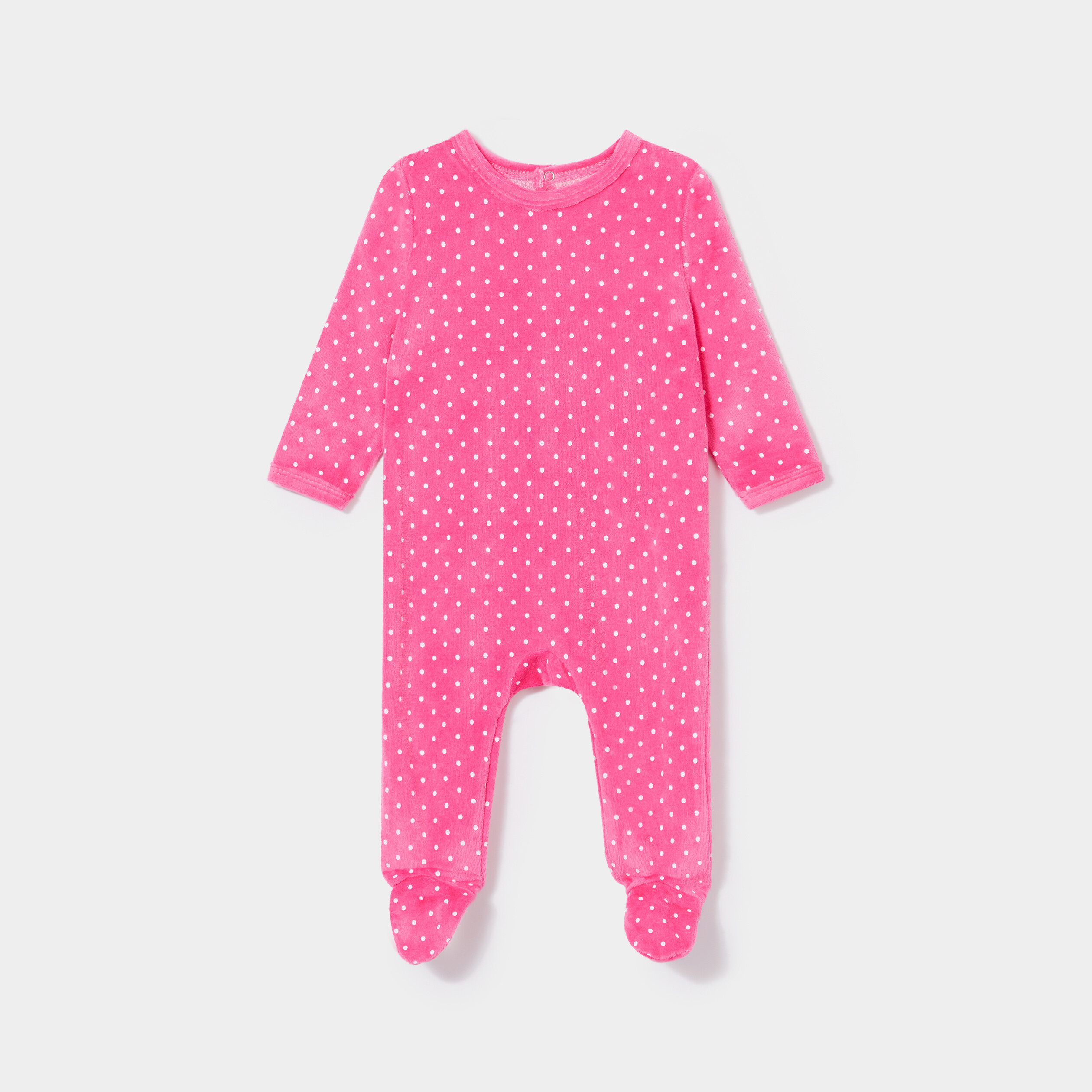 Dors-bien velours manches longues rose fushia bébé fille | La Halle