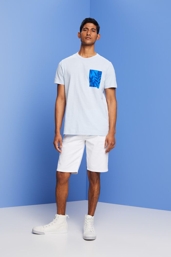 Jersey-T-Shirt mit Brust-Print, 100 % Baumwolle