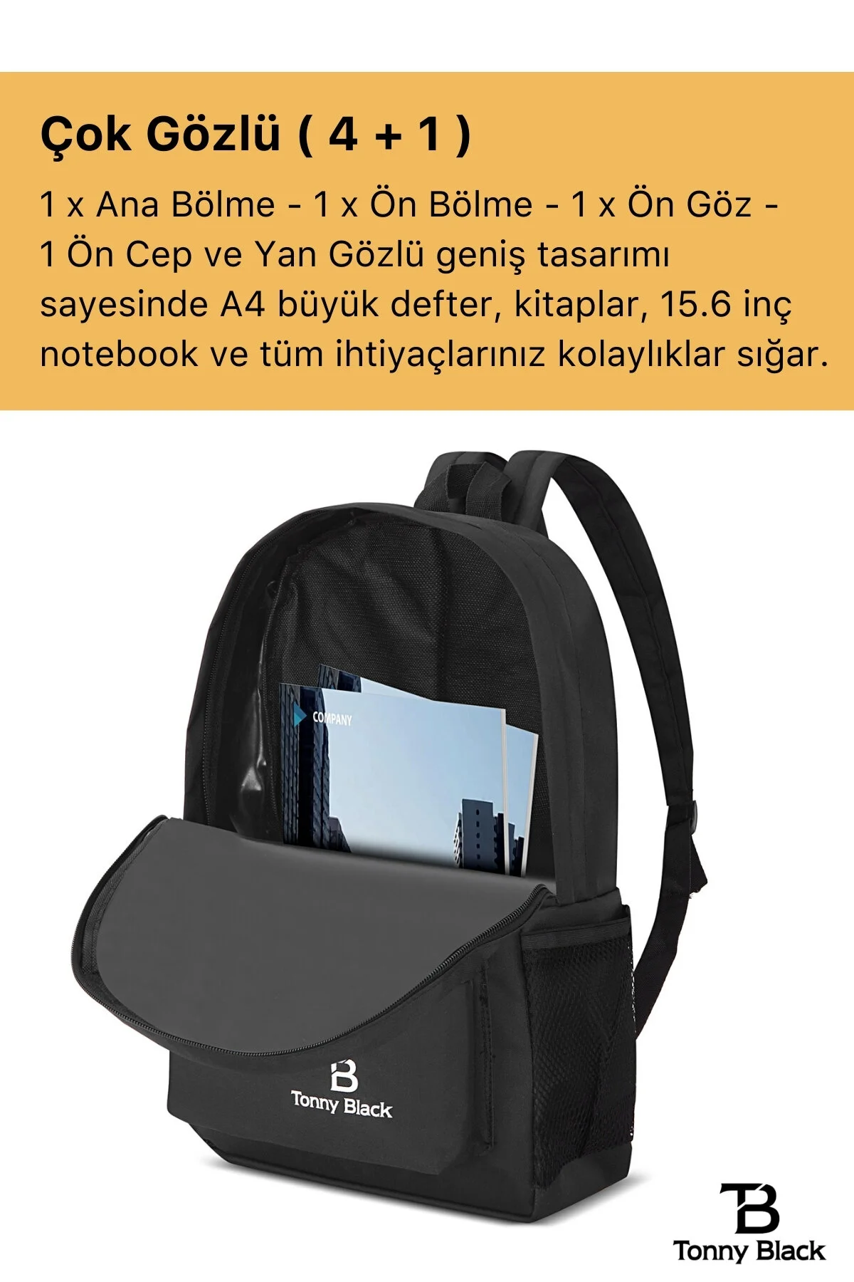 Tonny Black  Originaler, wasserdichter Unisex-Sportkurs-Laptop-Rucksack mit mehreren Fächern für Reisen und den täglichen Gebrauch