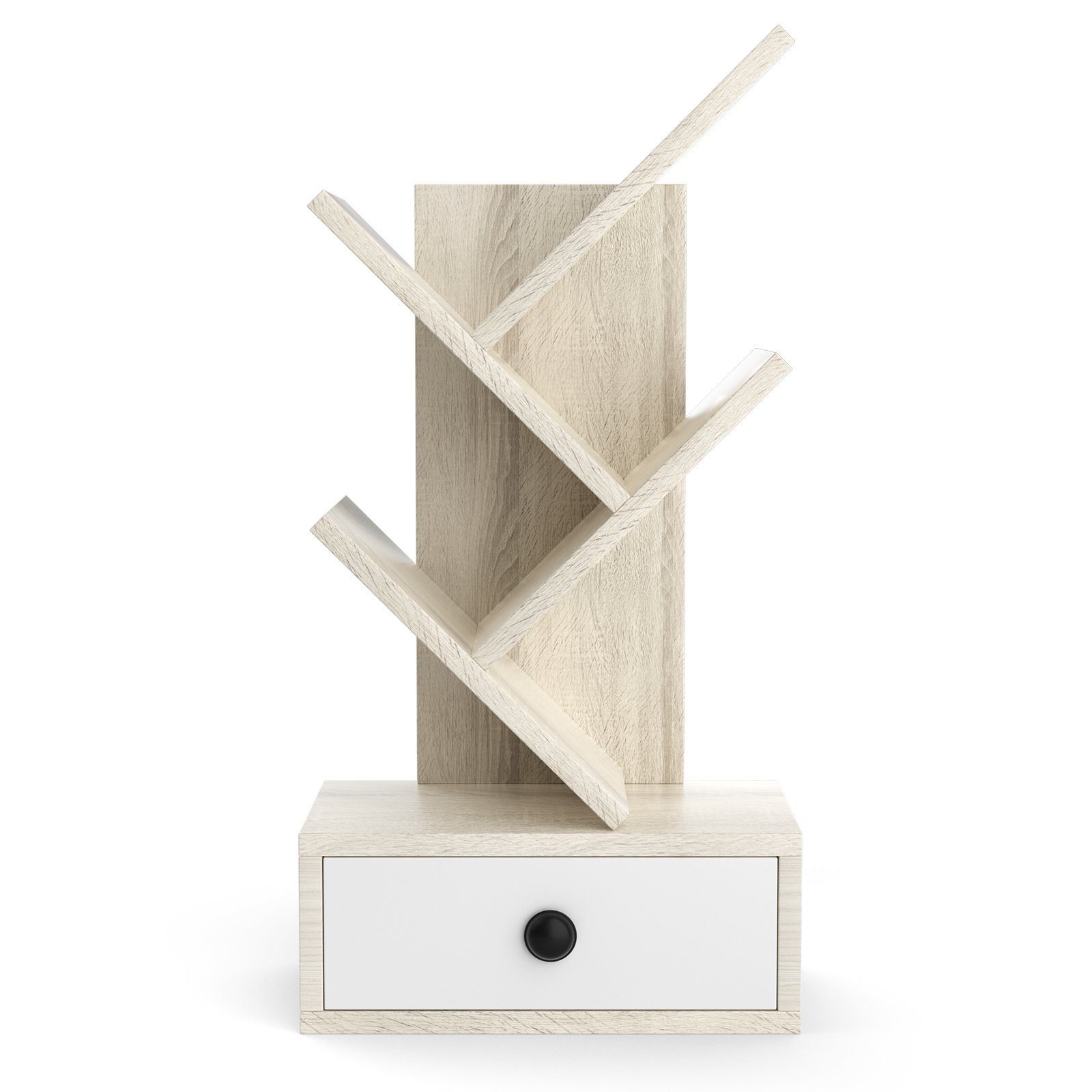 COSTWAY Bücherregal, stehend, in Baumform, mit Schublade, Holz, 30x17,5x60cm