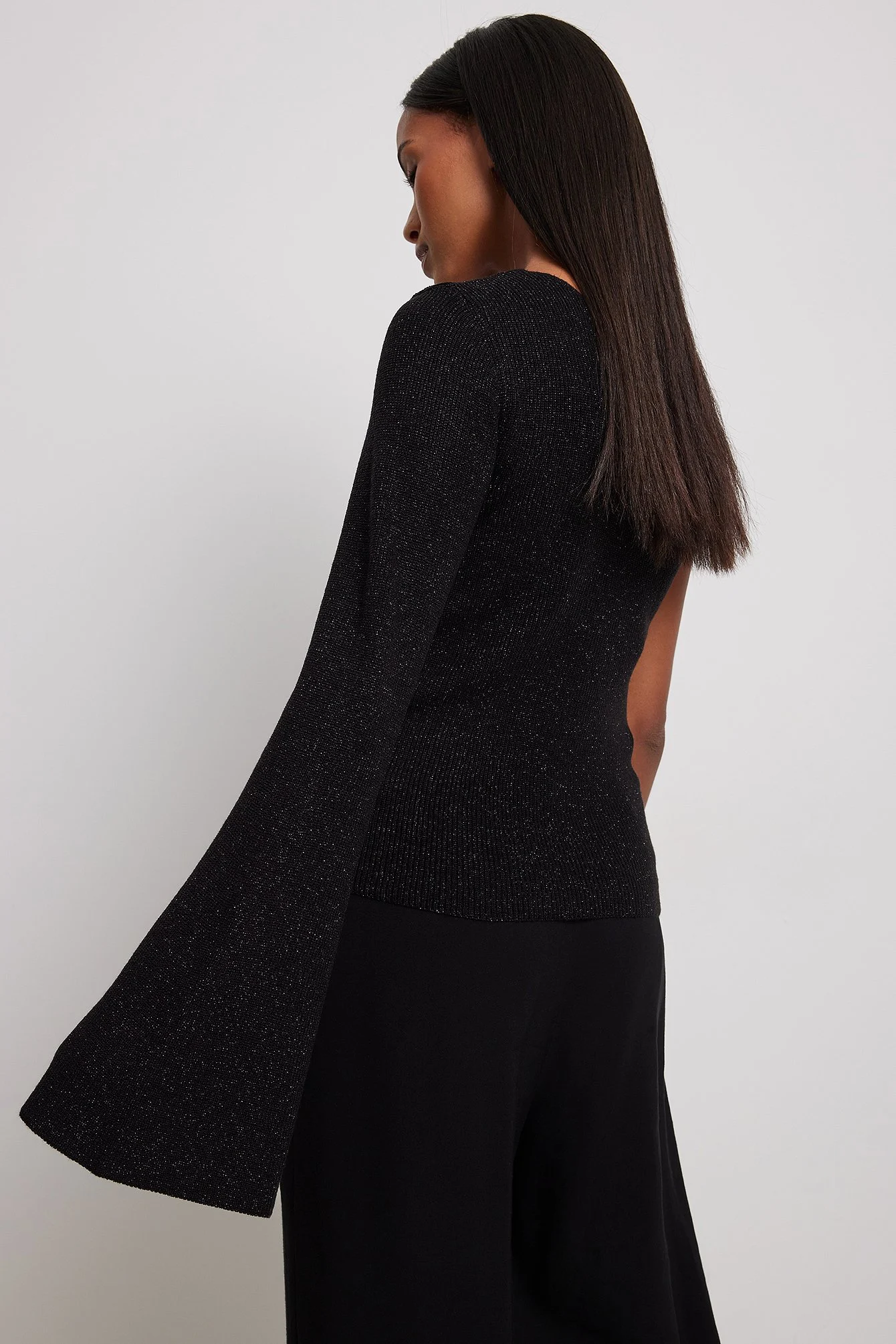 One-Shoulder-Top aus Glitzerstrick