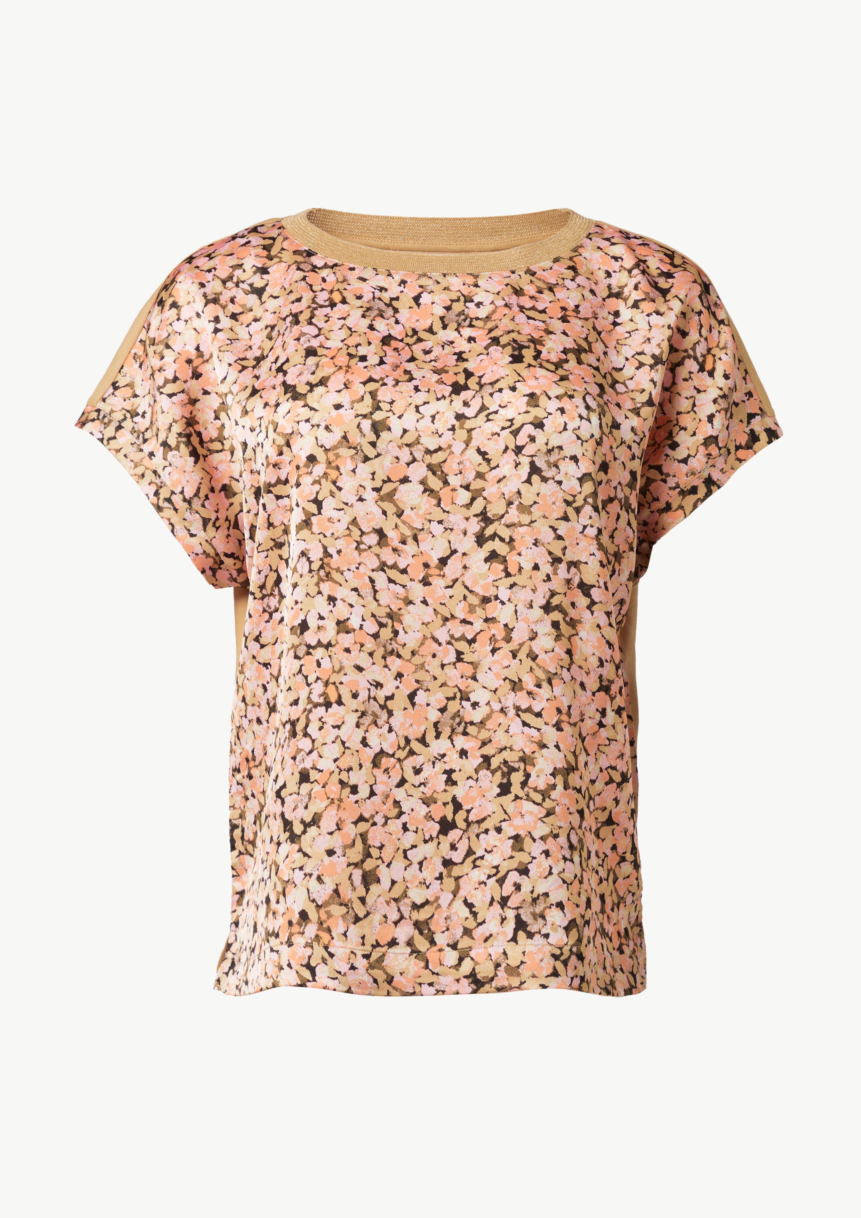 Blusenshirt im Fabricmix mit Metallic-Kragen - rosa