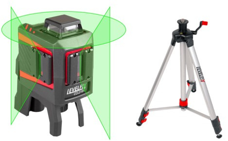 Levelfix 556248 CCL210G SET Laser à lignes croisées avec faisceau vert + Trépied 1,5 m