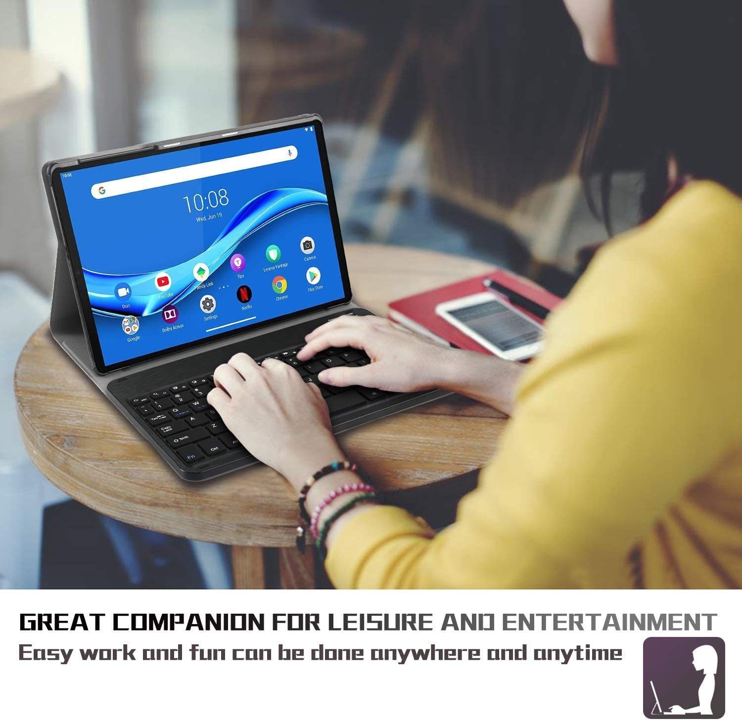 Mutoy Tastatur Hülle für Lenovo Tab M10 Plus (2nd Gen) TB-X606F 10.3 Zoll Tablet-Tastatur (Deutsches QWERTZ, 7 Farben LED-Hintergrundbeleuchtung Kabellose)