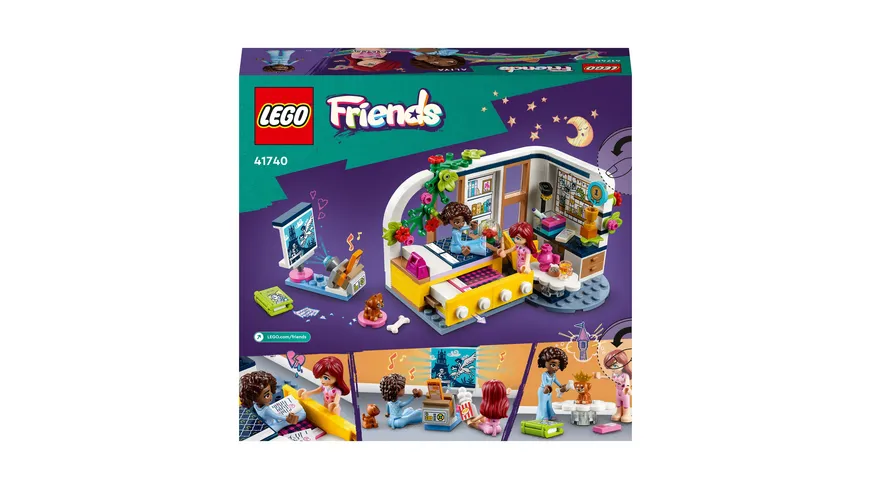 LEGO Friends 41740 Aliyas Zimmer, Mini-Puppen Übernachtung-Spielzeug