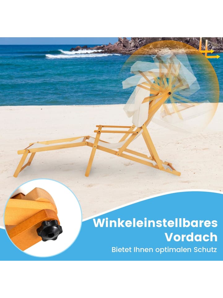 COSTWAY Gartenliege mit Dach & Ersatzteilen in Beige günstig kaufen onesize