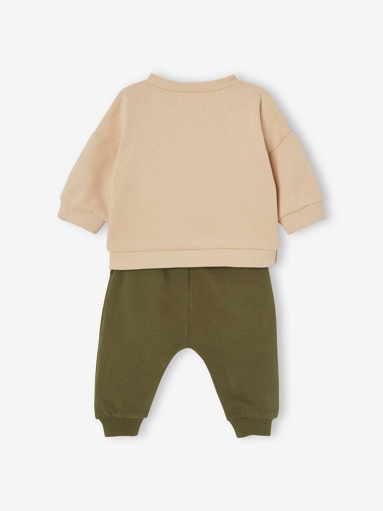 Ensemble en molleton sweat et pantalon bébé kaki foncé