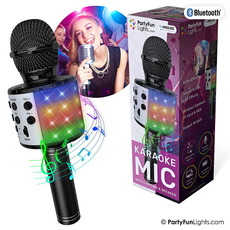 Karaoke mikrofon Bluetooth, sort
