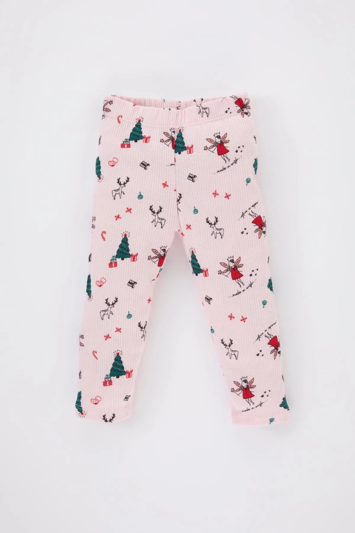 DeFacto  Langärmliges, geripptes Camisole-Pyjama-Set mit Weihnachtsmotiv für Babys