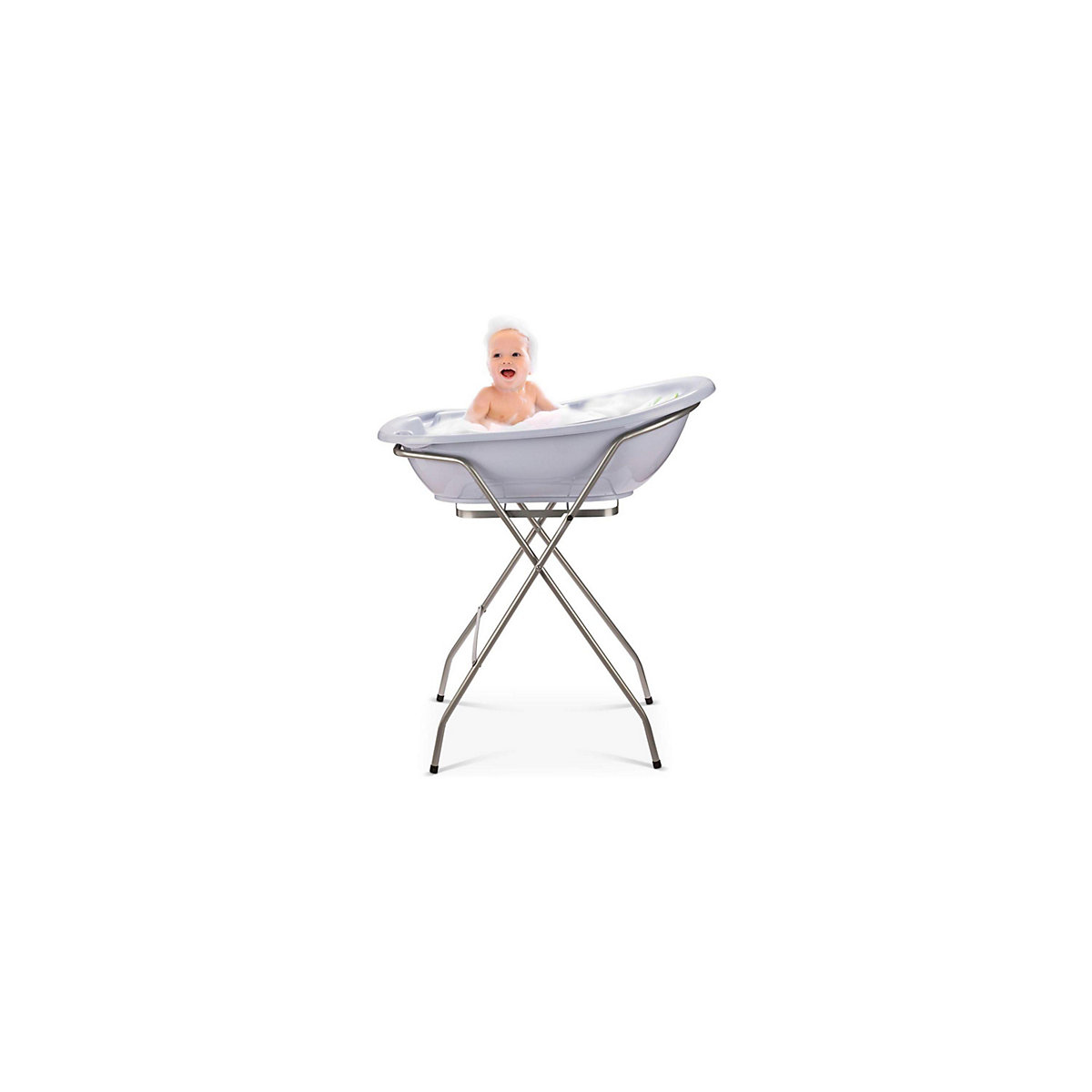 Baby Badewanne Set 5 Teilig. Badewanne 86cm mit Gestell, Badewannensitz, Abfluss und Thermometer.