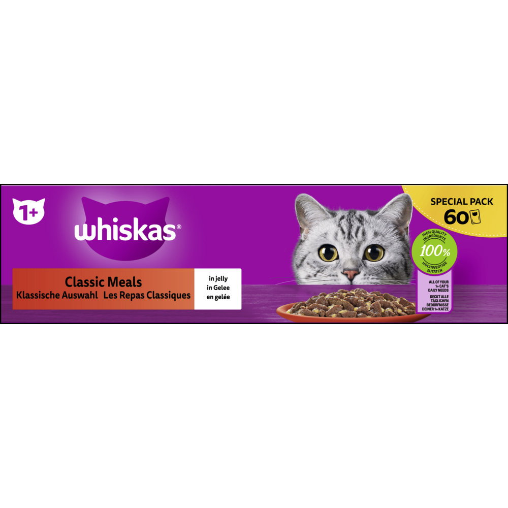 Whiskas Portionsbeutel Multipack Special Pack 1  Klassische Auswahl in Gelee 60 x 85g