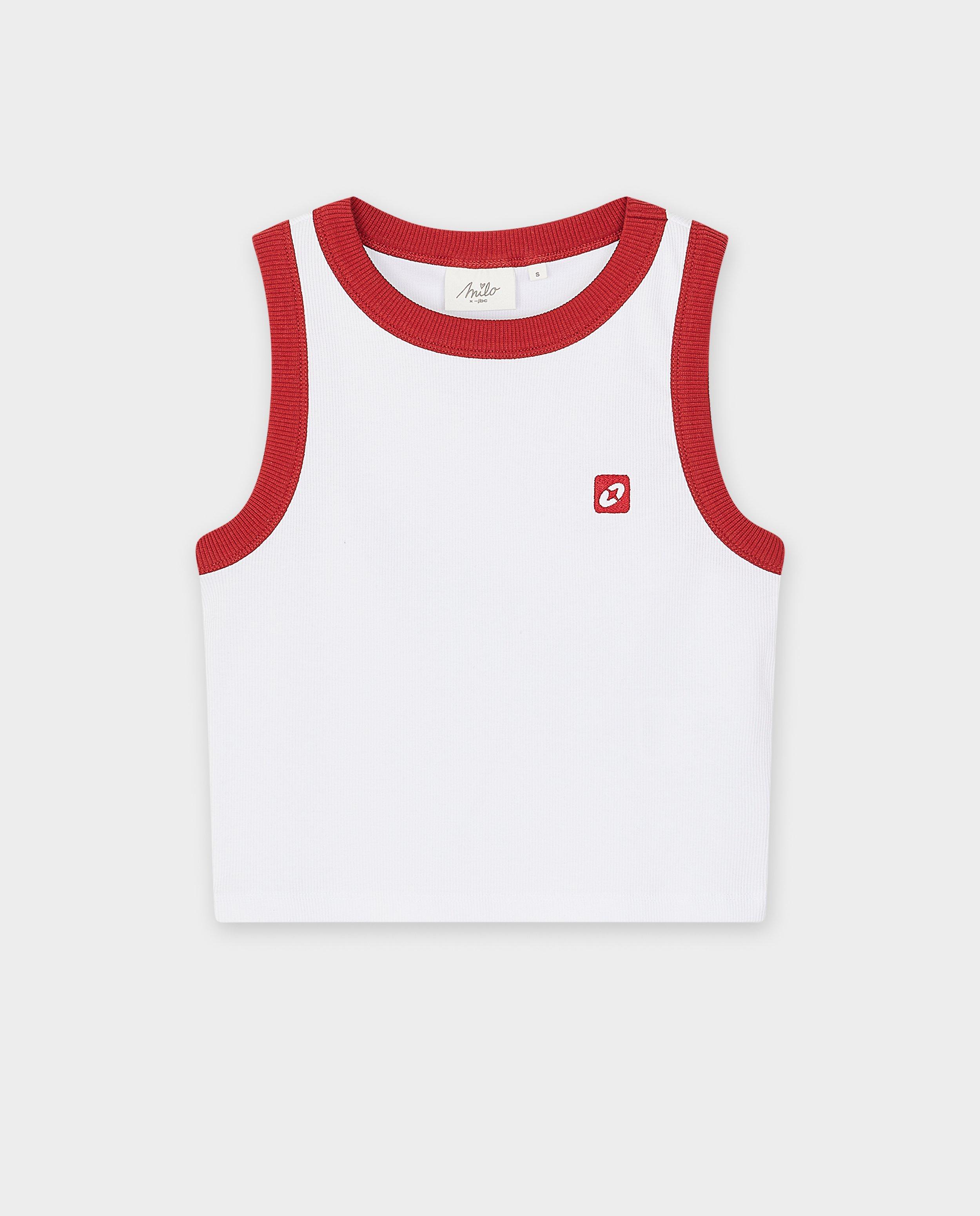 Top Milo Mouwloze Milo, croială scurtă, XS-XL cu imprimeu alb