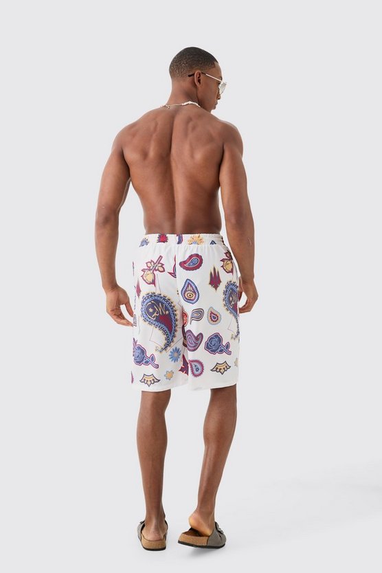 Ripstop Badehose mit Paisley-Print