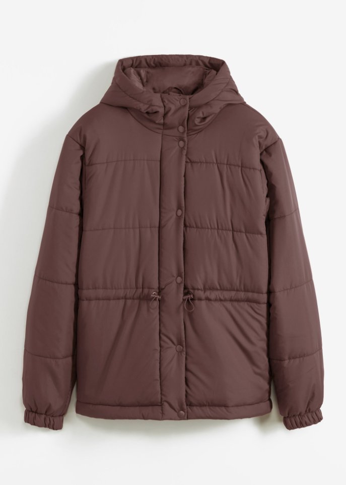 Verkürzte Steppjacke mit Kapuze und Taillenregulierung
