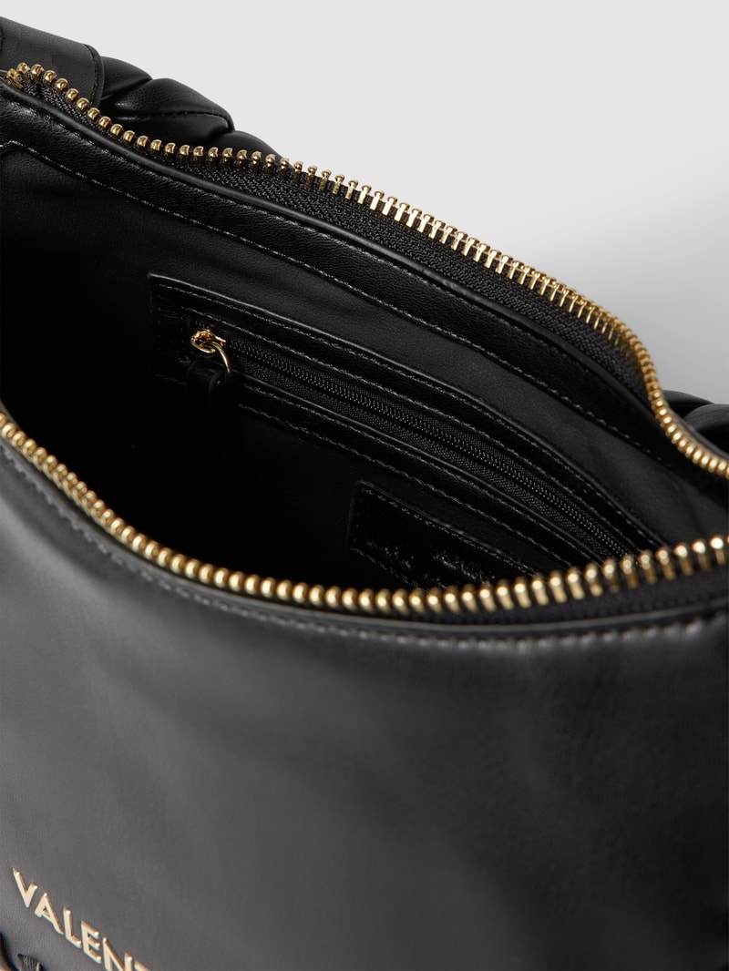 Shoulder Bag mit Flecht-Details Modell 'VARSAVIA' in schwarz