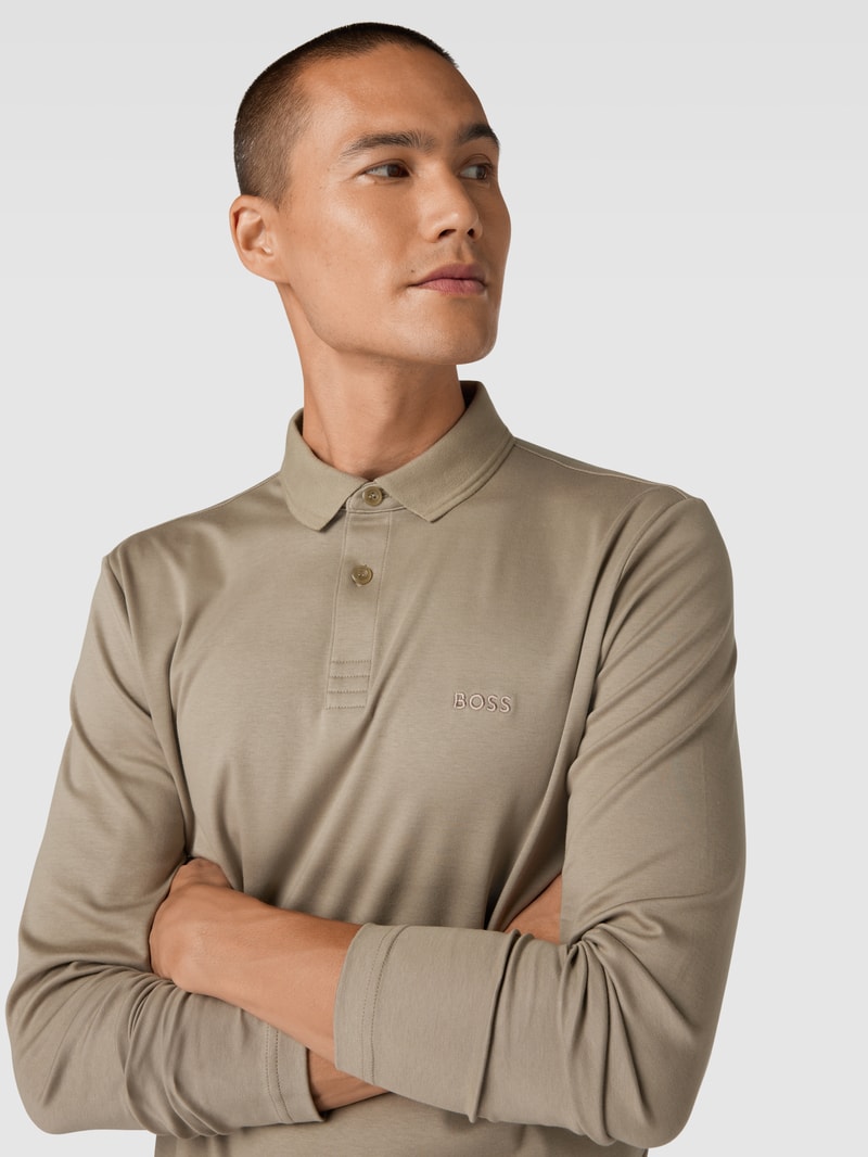 Poloshirt mit Label-Stitching Modell 'PIROL' in taupe