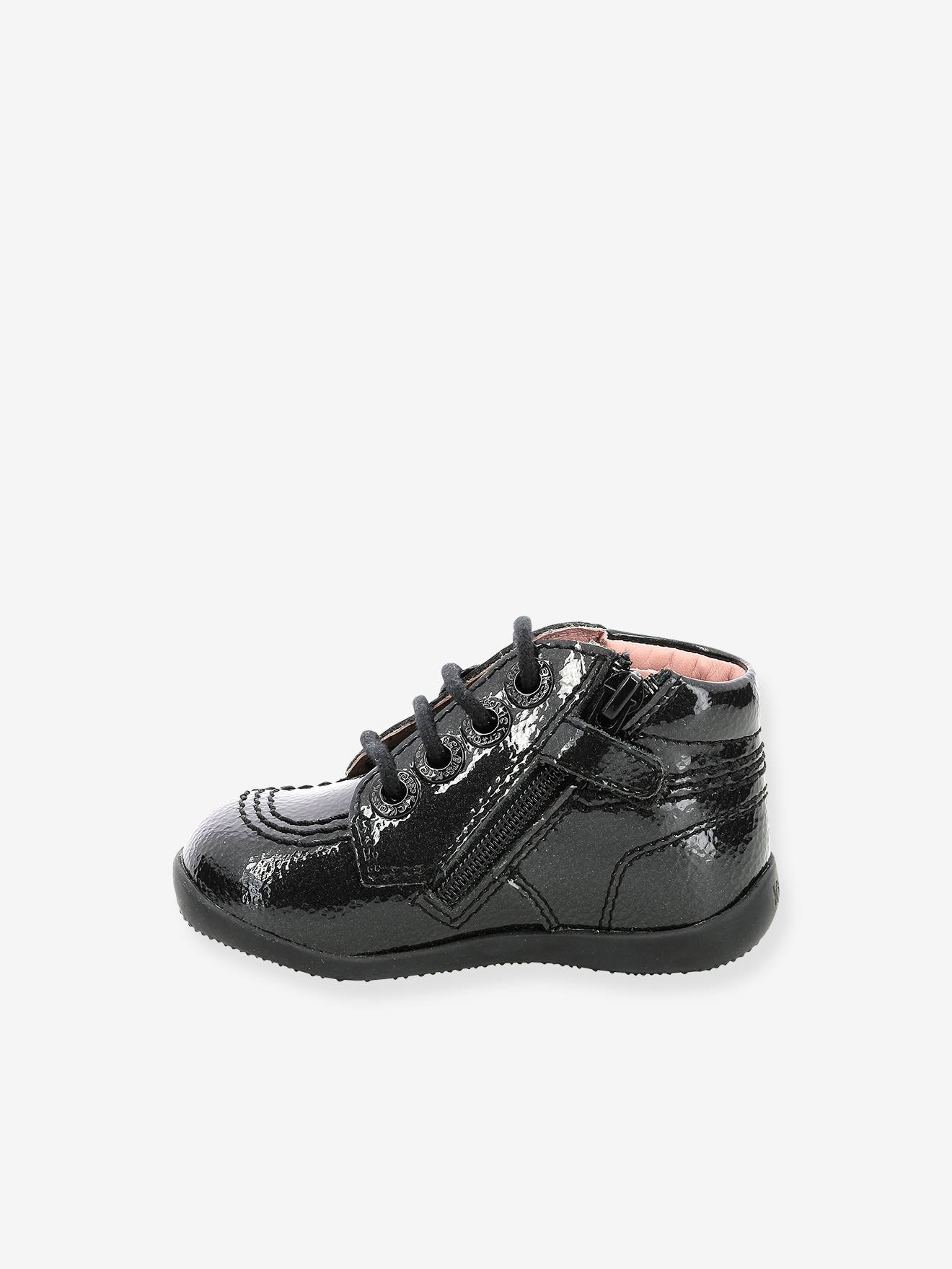 Bottillons cuir bébé fille Billista Zip KICKERS® noir vernis