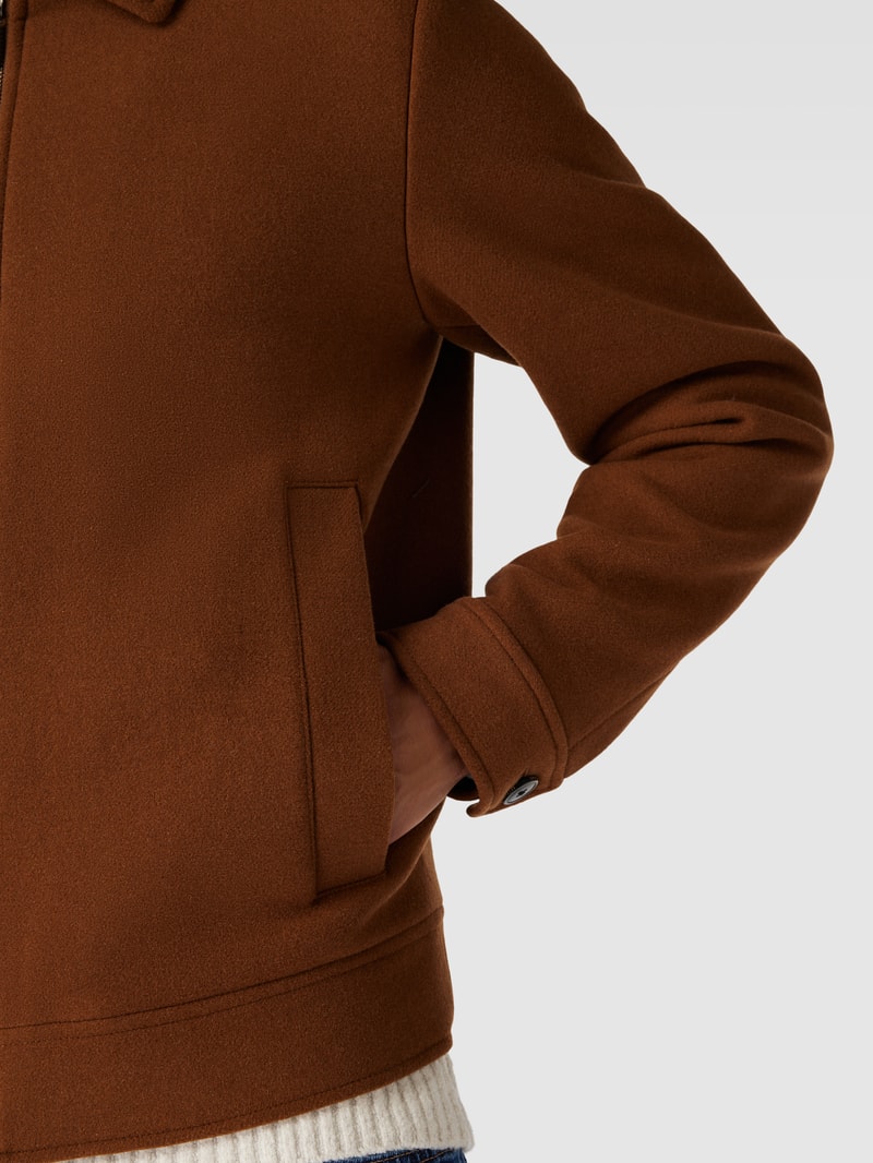 Jacke aus woll-Mix mit Umlegekragen in camel