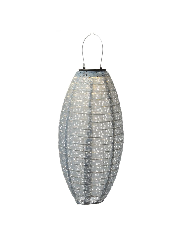 MARELIDA LED Solar Lampion oval mit Blumenmuster H: 40cm in blau günstig kaufen onesize