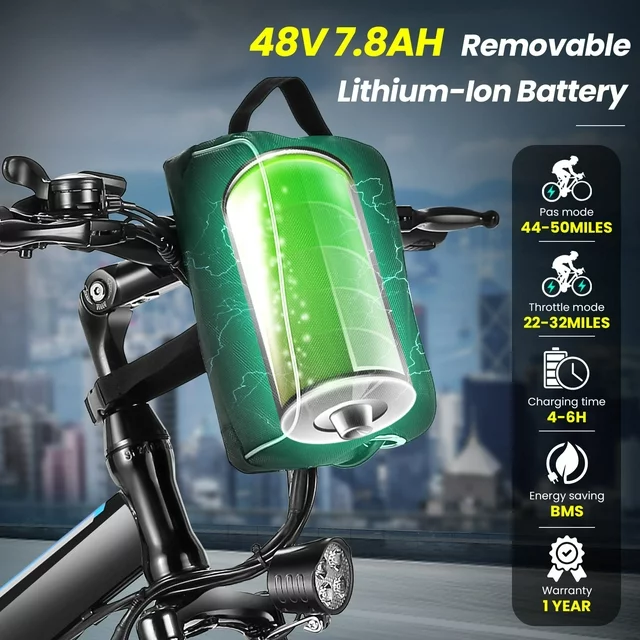 Gocio 26 in. Electric Bike for Adults, 500W Folding Electric Mountain Bicycle Max 50Miles, Full Suspension, 48V Foldable E-Bike with Removable 374.4Wh Lithium-Ion Battery Electric City Bike