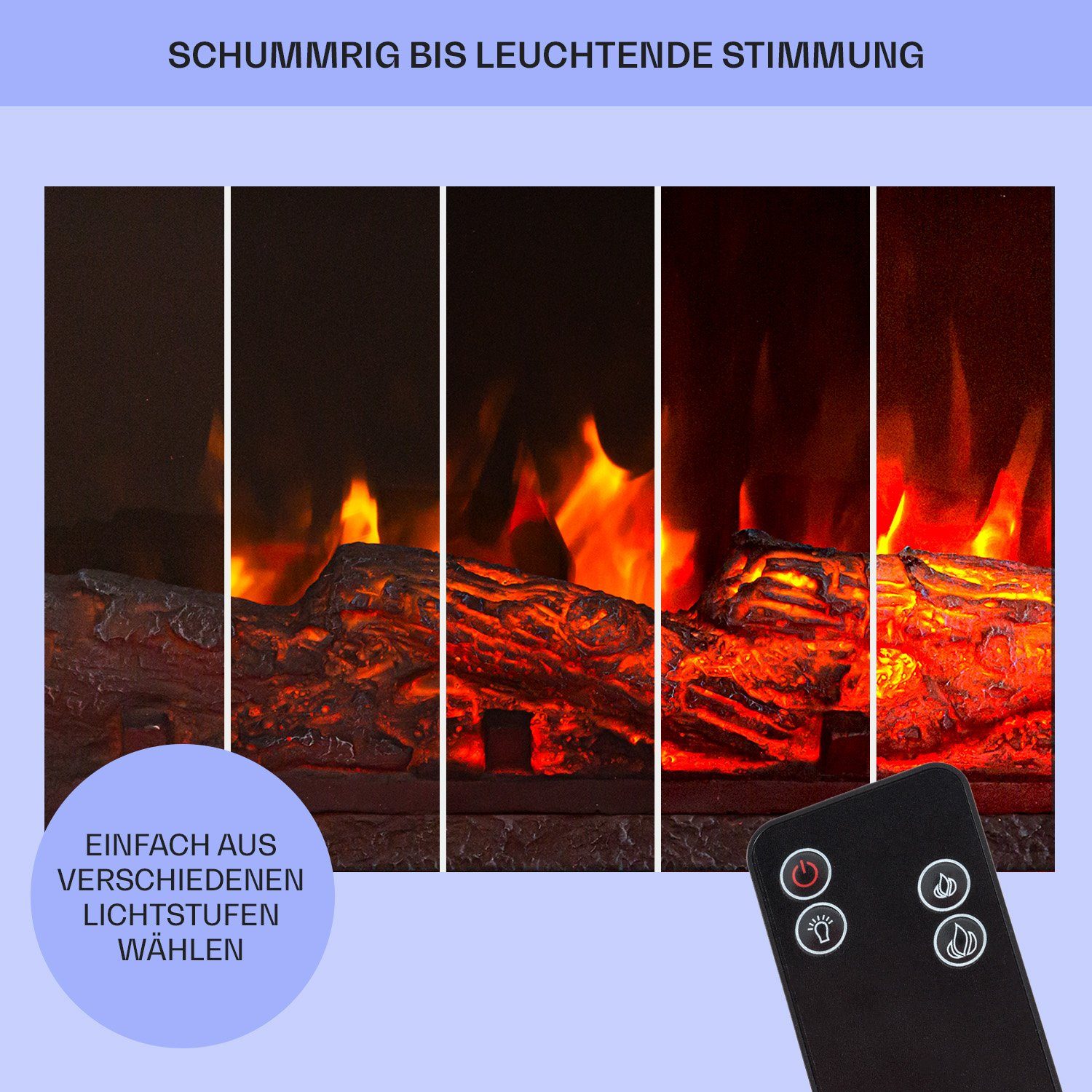 Klarstein Elektrokamin Studio 5, elektrischer Kamin mit Heizfunktion Heizlüfter elektrischer Kaminofen