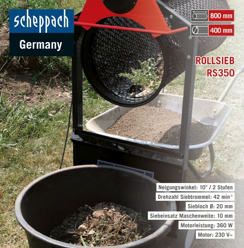 Scheppach Garten-Rollsieb RS350
