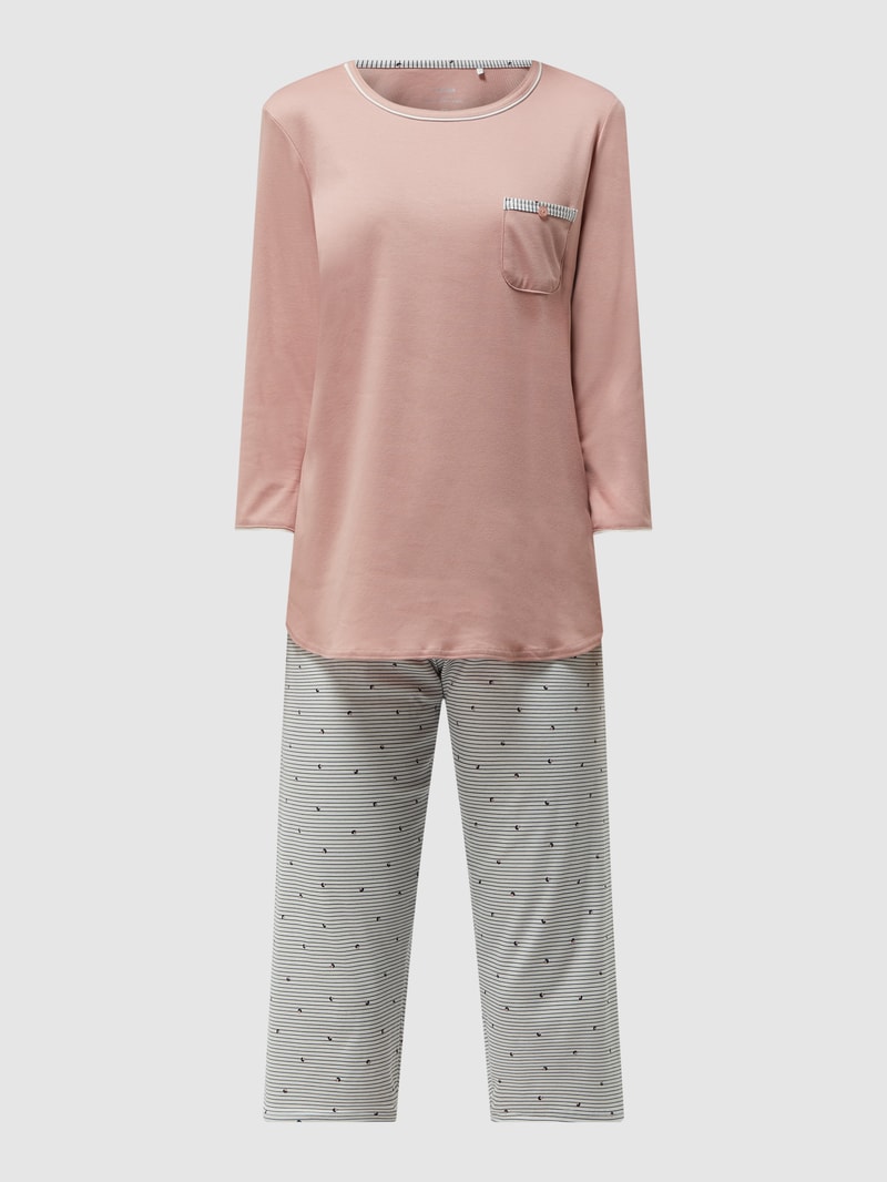 Modern Fit Pyjama aus Baumwolle Modell 'Sweet Dreams' in rosa