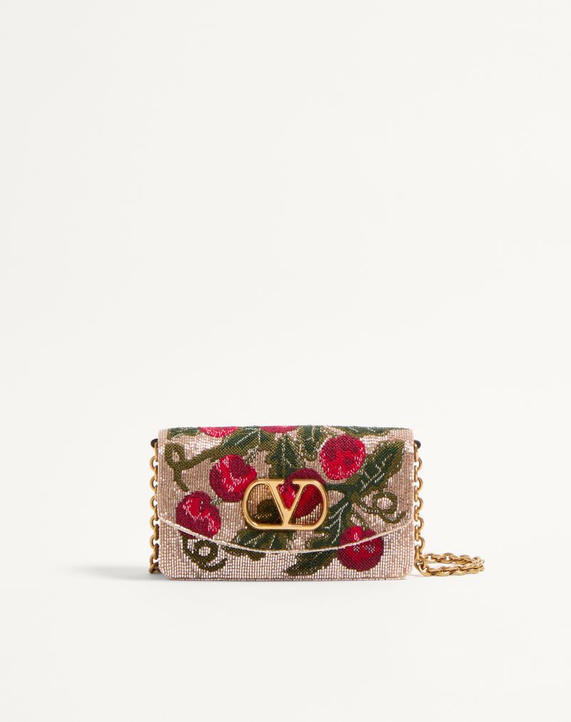 Clutch de ombro Valentino Garavani Vain com bordado de cerejas